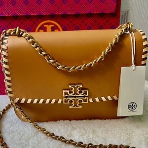 💫🍂NWT Tory Burch Britten Mixed Material Small Adjustable Shoulder Bag